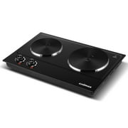 Cusimax 1800W Countertop Double Cast Iron Burner,Portable Electric 2-Burner